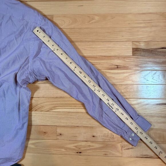 Polo Ralph Lauren Mens Long Sleeve Button Down Shirt 16.5 34/35 Purple Plaid - Picture 6 of 6